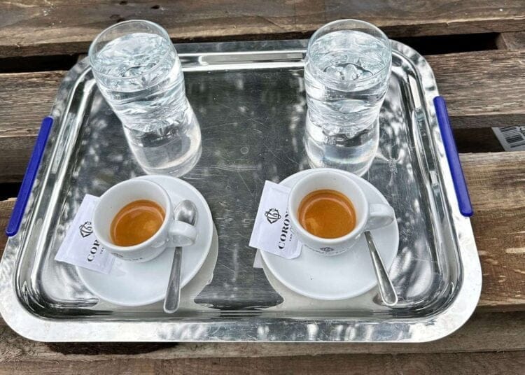 Coronini coffee and water