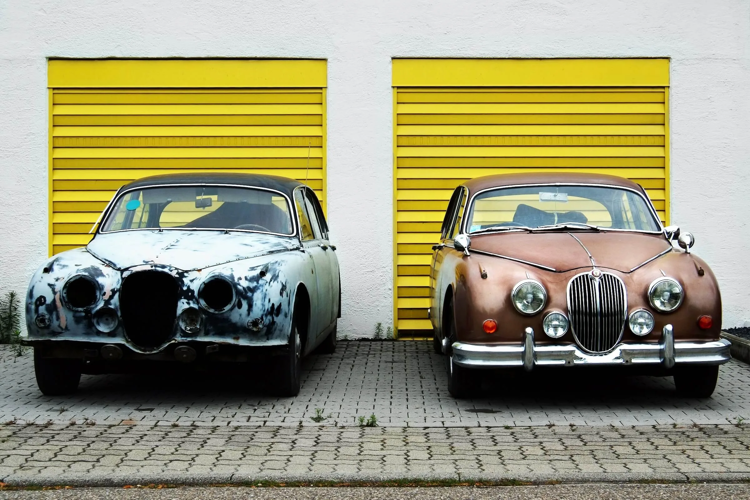 two retro cars