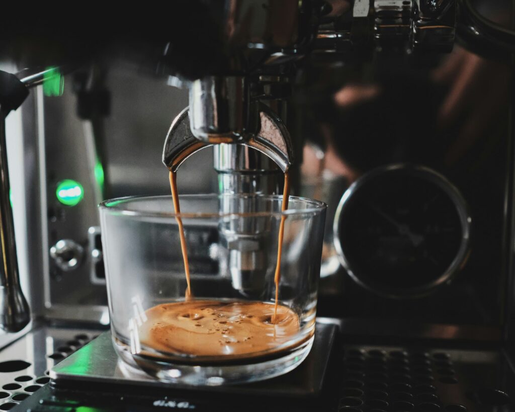 making coffee with a machine