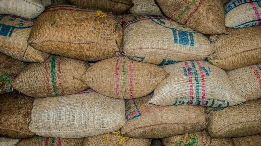 bags with coffee beans