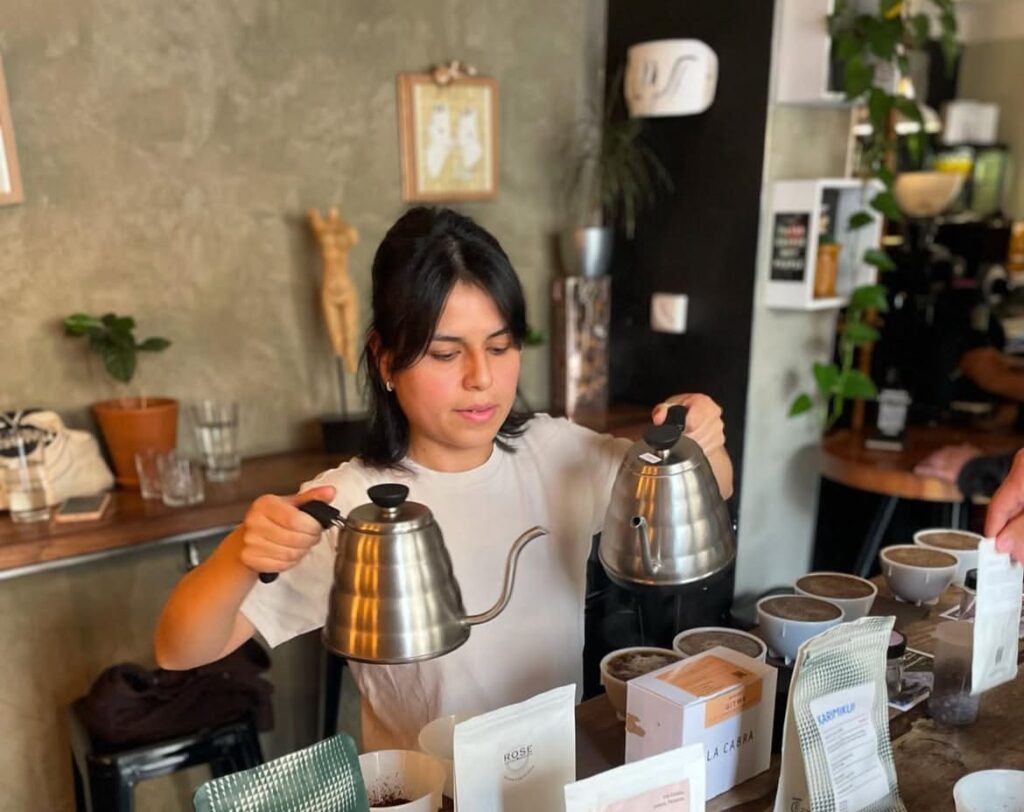 Jessica Heredina making coffee