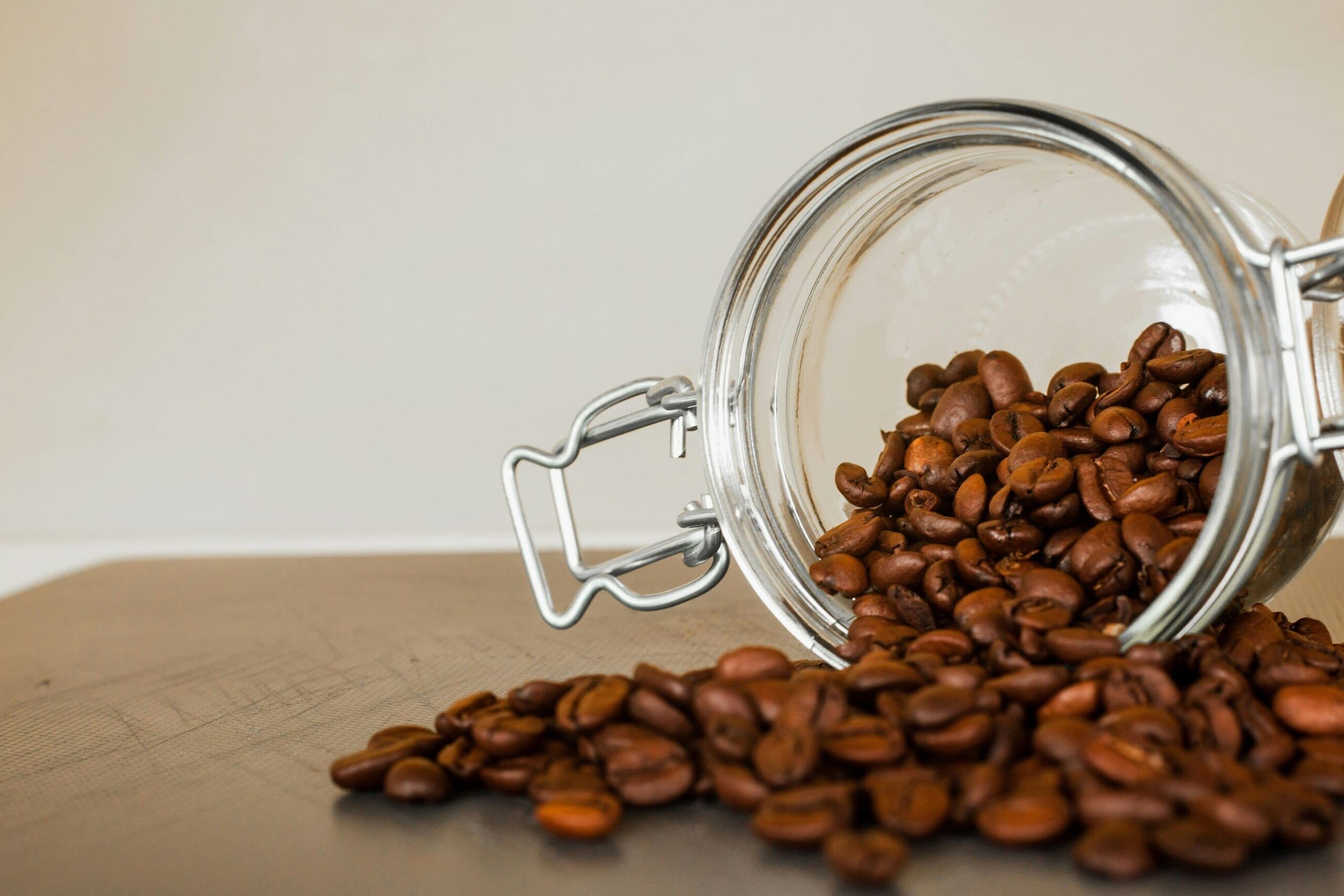 a jar with coffee beans