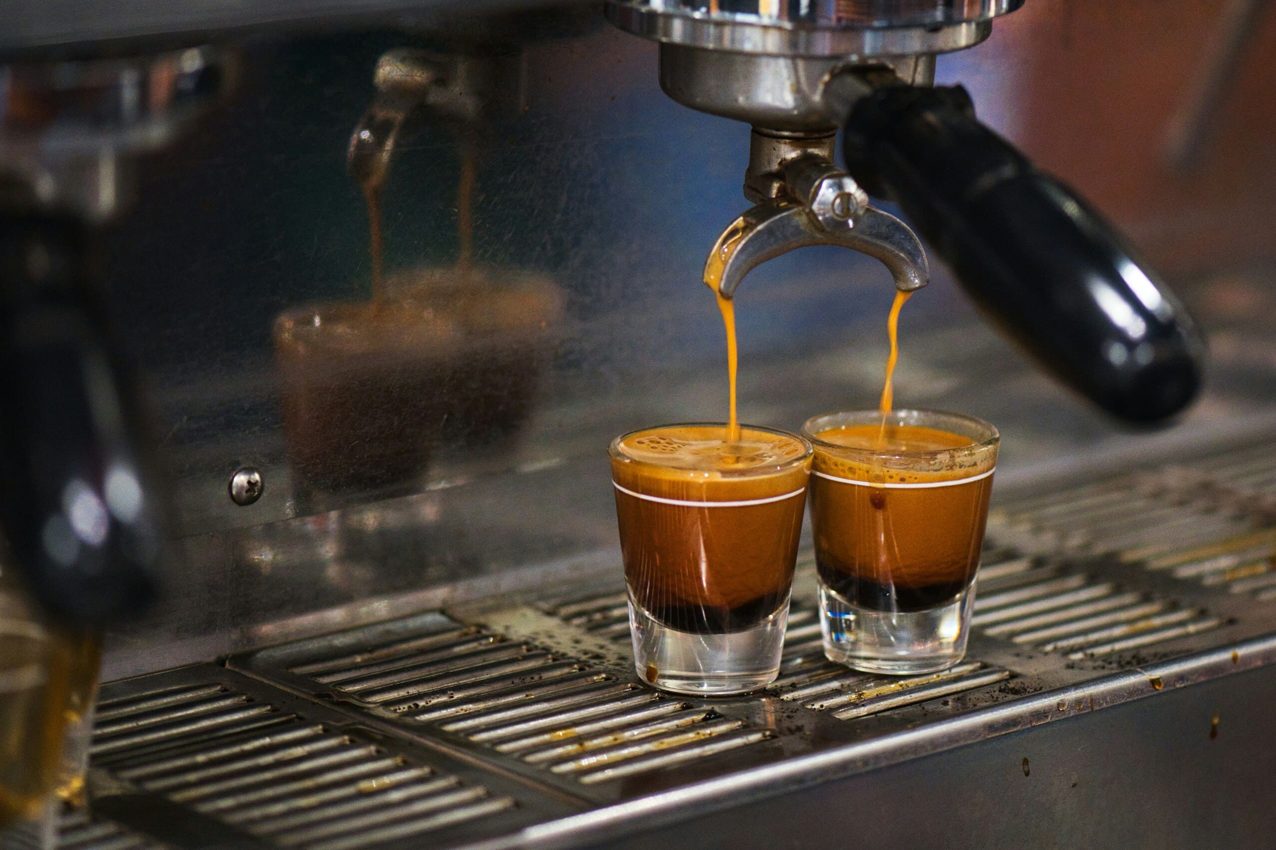 making espresso with coffee machine